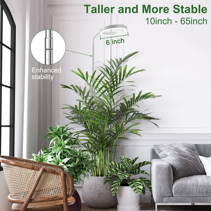 wolezek Grow Lights for Indoor Plants Full Spectrum, 80 LEDs 3 Colors Grow Light, 65in Large Plant Lights for Indoor Growing with 360°Gooseneck, 6/12/16H Timer, 5 Brightness, Height Adjustable, White