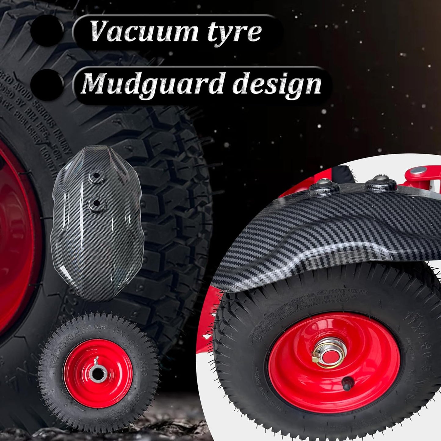 Wheels Lawn Mower Sulky for Lawn and Landscape Professionals,Mudguard Design,Anti-Skid Design, Vacuum tire (Red)