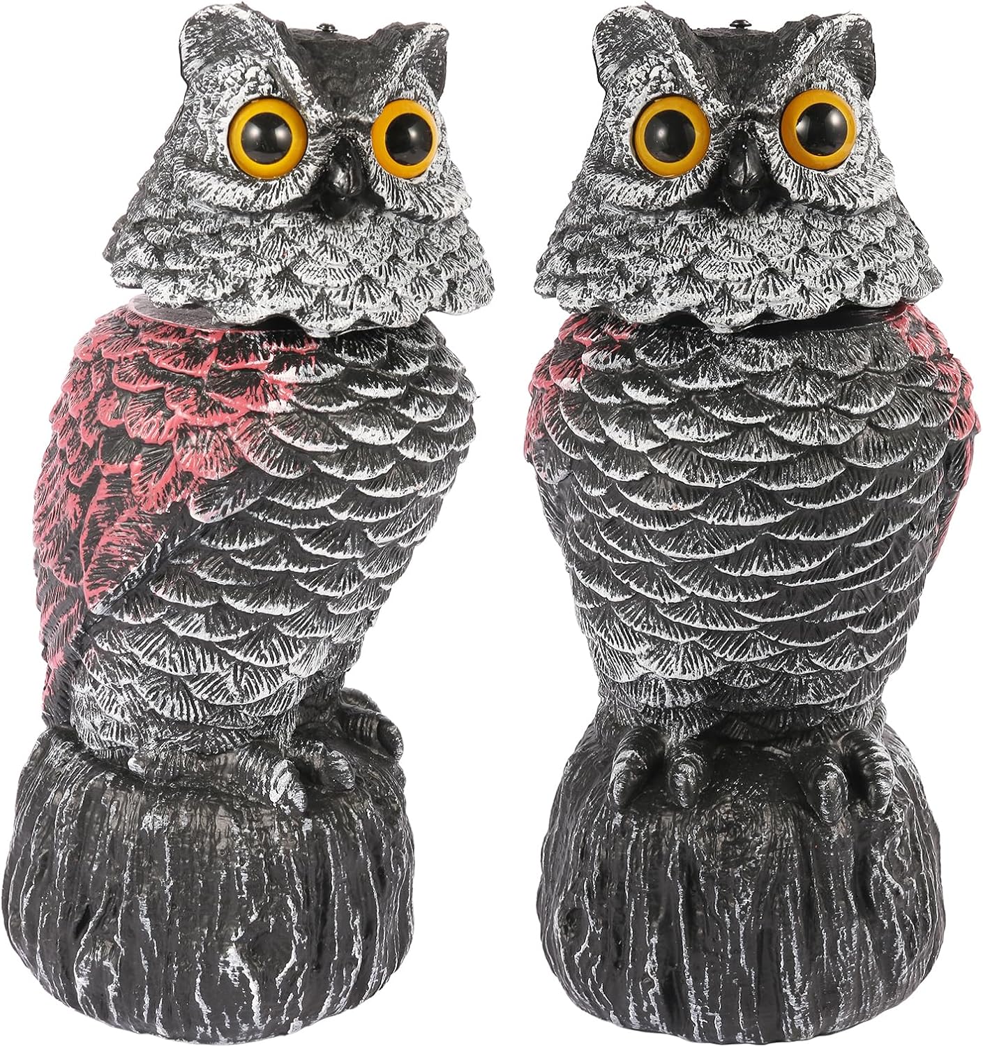 Owl Decoys to Scare Birds Away, 2 Pack BobbleHead Fake Owls Plastic Scarecrow Bird Deterrent, Nature Enemy Scarecrow Plastic Owl Statues, Garden Decor Statues for outside, Patio, Lawn, Yard Decoration