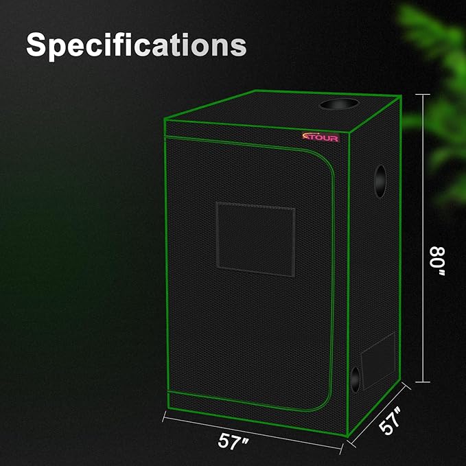 ATOUR 57”x57”x80” Grow Tent, Reflective 600D Mylar,Hydroponic Grow Tent with Observation Window and Floor Tray for Indoor Plant Growing 5’x5’