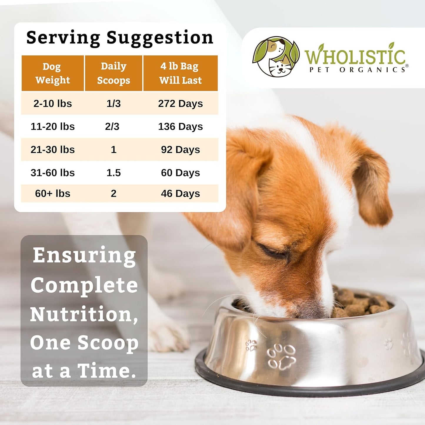 Wholistic Pet Organics Canine Complete - Dog Multivitamin Powder - 4 Lb - Daily Dog Vitamins and Supplements for Homemade Food - Immune System, Skin, Coat & Overall Health - Small and Large Breed