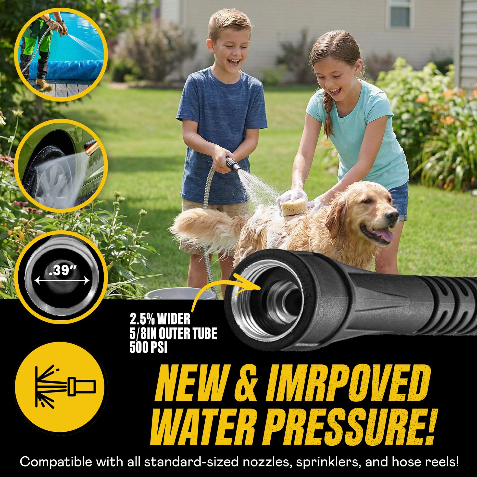 BIONIC STEEL 25 Ft Metal Garden Hose with Sprayer Nozzle