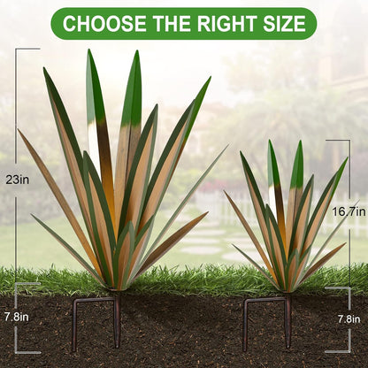 Homight Large Agave Sculpture Rustic Metal Agave Plant Outdoor Interior Decoration Outdoor Lawn Decoration Yard Wooden Posts Matching Garden Suitable for Patio