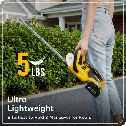 YDlawn 20V Cordless Hedge Trimmer, 22-Inch Blade, 2 x 4.0Ah Batteries