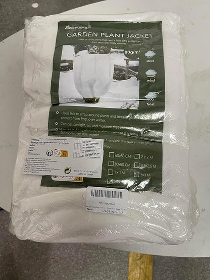 Abimars Thicker Plant Covers Freeze Protection Jacket 2.36 oz/yd², 9.8'x9.8' Reusable Winter Plant Covers with Drawstring & Zipper, 1 Pack Light, Porous Fabric for Plant Breathing