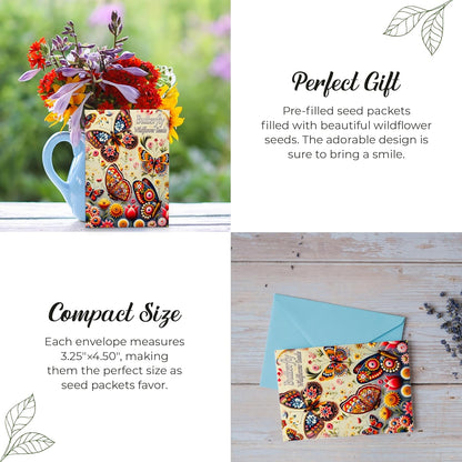 Pollinator Paradise Seed Mix (20 Packs) Seeds Packets for Humming Birds, Butterflies and Bees - Ideal for Wedding Party Favors Bridal Shower School Events Thank You Corporate Event Memorials