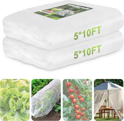 Garden Netting, 2 Pack 5x10Ft Ultra Fine Mesh Netting Pest Barrier Protection Bird Mosquito Net Plants Cover for Vegetables Fruits Flowers Crops Greenhouse Row Cover Raised Bed Patio Mesh Netting