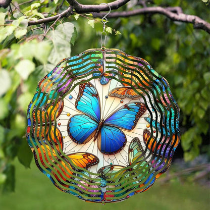 3D Butterfly Wind Spinners Outdoor Stainless Steel Hanging Wind Spinner Decorations Metal Garden Art for Patio Garden Yard and Indoor Spaces Butterfly Gifts for Mom Wife Women Grandma