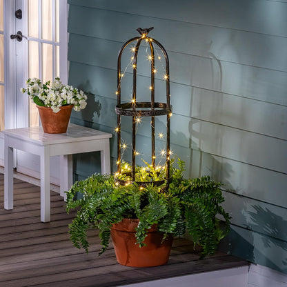 Evergreen 7 Feet Garden Metal Garden Obelisk Trellis for Climbing Plants Outdoor | Indoor Plant Trellis for Potted Plants | Floral Pattern Arch Trellis | Antique Copper