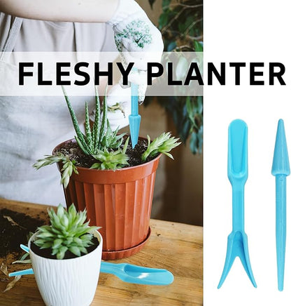 6PCS Mini Garden Hand Succulent Transplanting Tools Set, Plastic Seedling Dibber and Digging Tools for Indoor Gardening, Home Plant Care, Repotting, Lawn Maintenance(Blue)