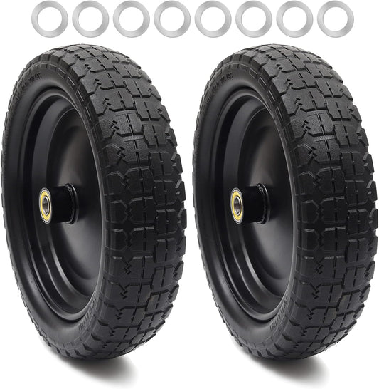 AR-PRO (2-Pack) 13" Flat Free Tire and Wheel - with 5/8" Axle Bore Hole, 2.17" Offset Hub - 13 lnch