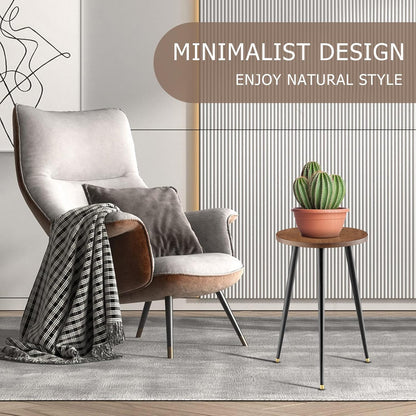 Tall Plant Stand Indoor, Mid Century Wood Plant Stand Plant Table for Flower Pots, Heavy Duty Metal Plant Holder, Modern Home Decor Small Round Side End Table (11.8"x20")