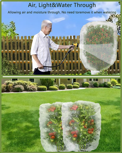 2 Pack Large Fruit Tree Netting with Zipper & Drawstring, 5.9 x 5.9 Ft Reusable Blueberry Bush Netting Cover, Durable Bird Netting for Trees, Bushes, Flowers