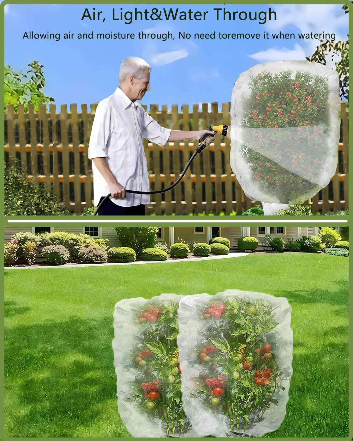 4 Pack Fruit Tree Netting with Zipper & Drawstring, 3.9 x 5.9 Ft Reusable Blueberry Bush Netting Cover, Durable Bird Netting for Vegetables, Trees, Bushes in Garden