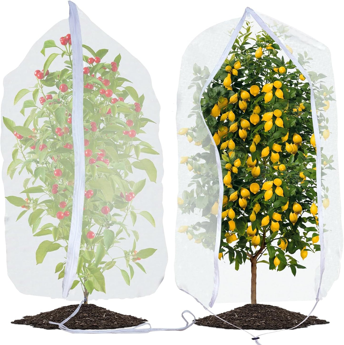 Premium Bird Netting for Garden Protection, 2 Pack Blueberry Bush Garden Netting Cover with Drawstring & Zipper, 3.5 x 2.3 Ft Fruit Tree Netting Protective, Plant Net from Bird & Insect