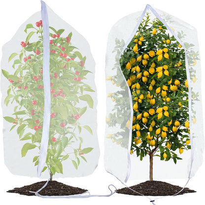 Premium Bird Netting for Garden Protection, 2 Pack Blueberry Bush Garden Netting Cover with Drawstring & Zipper, 3.5 x 2.3 Ft Fruit Tree Netting Protective, Plant Net from Bird & Insect