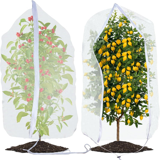 Premium Bird Netting for Garden Protection, 2 Pack Blueberry Bush Garden Netting Cover with Drawstring & Zipper, 3.5 x 2.3 Ft Fruit Tree Netting Protective, Plant Net from Bird & Insect