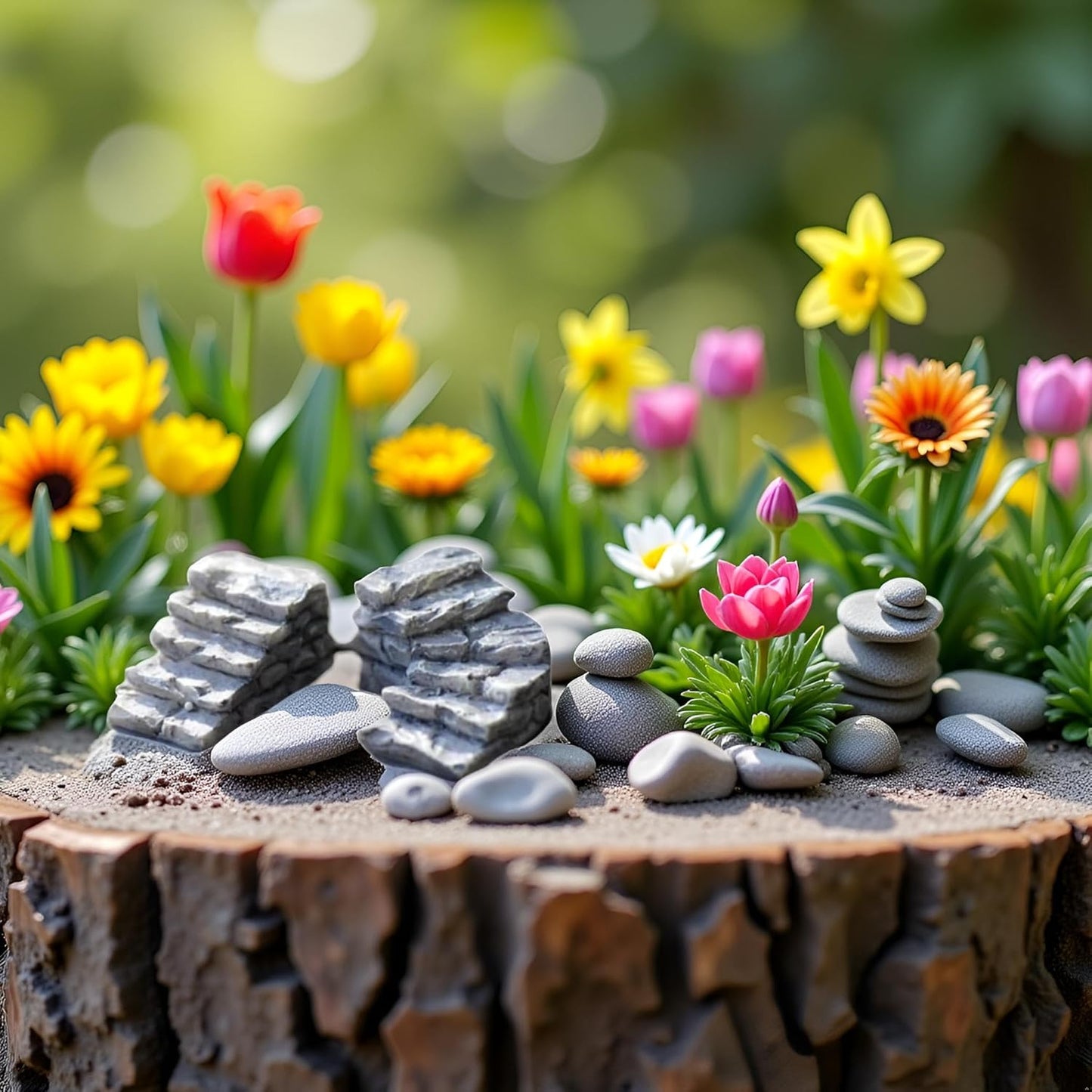 Miniature Garden Bridge Stairs,Resin Stone Steps Ornament,Landscaping Bonsai Craft Miniature Resin Stone Straight Bridge Steps Garden Fairy Ornament Flower Pot Plant Straight Stairs Outdoor Décor