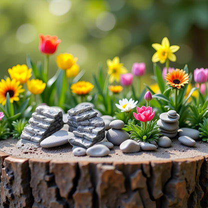 Miniature Garden Bridge Stairs,Resin Stone Steps Ornament,Landscaping Bonsai Craft Miniature Resin Stone Straight Bridge Steps Garden Fairy Ornament Flower Pot Plant Straight Stairs Outdoor Décor