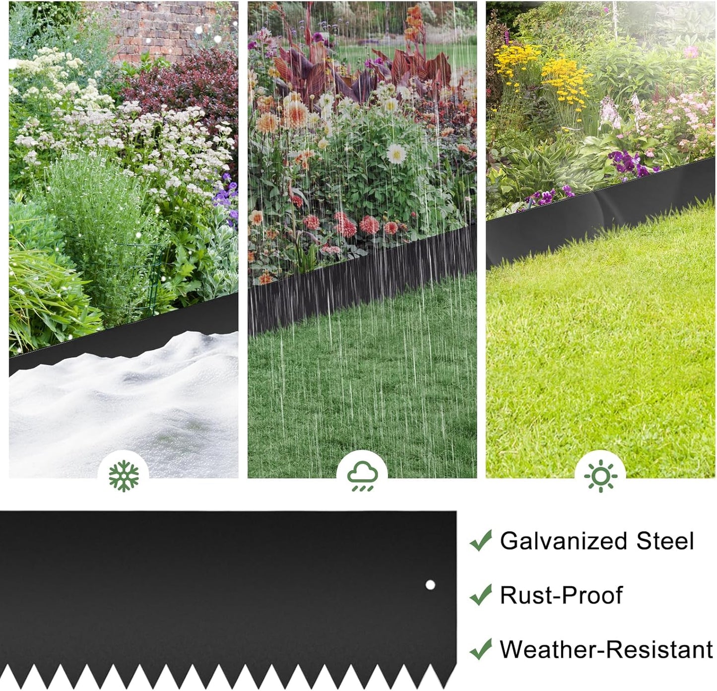 33FT Galvanized Steel Landscape Edging 10 Pack, 40" x 8" Metal Edging for Landscaping with 10Pcs Stakes & Gloves, Metal Garden Border for Garden Design, Yard, Tree Rings, Pathway, Divider