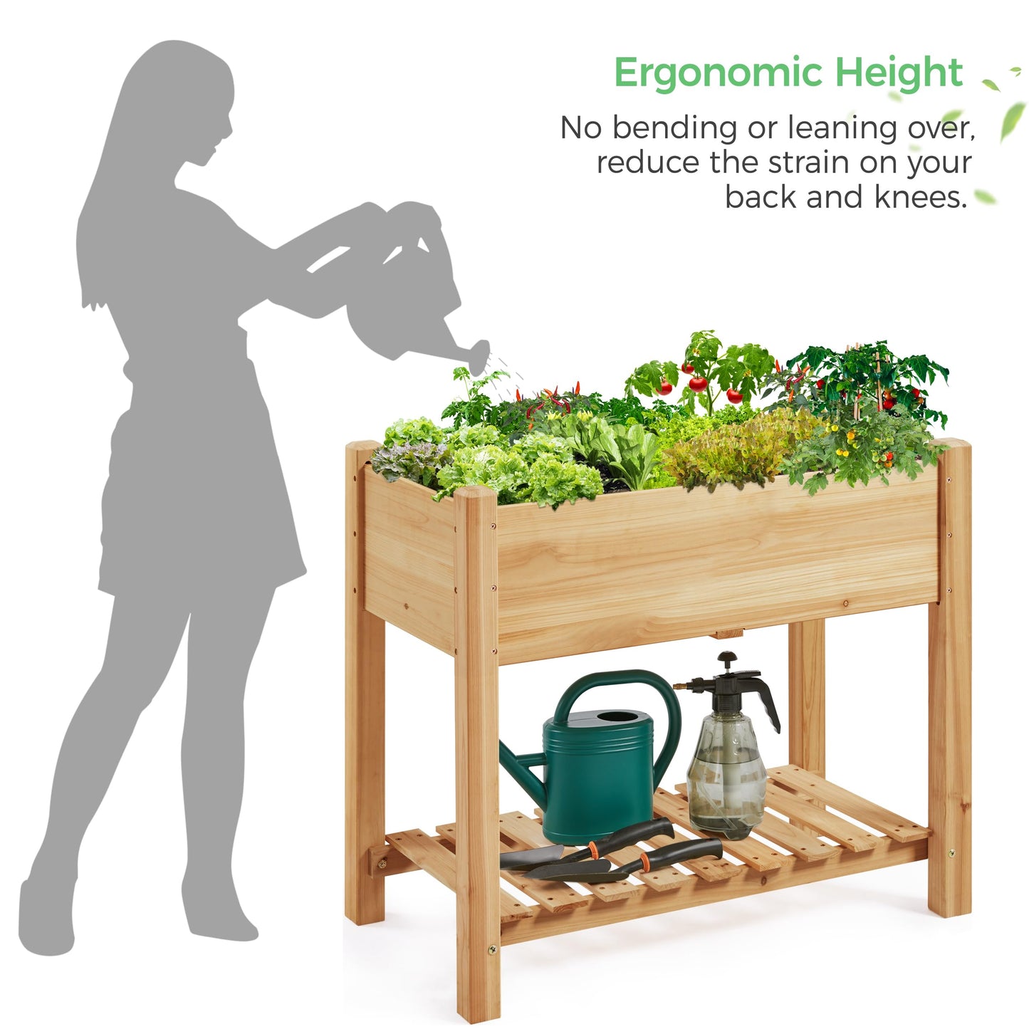 Yaheetech 34" Raised Garden Bed with Legs, Wooden Planter Box, 1Pcs