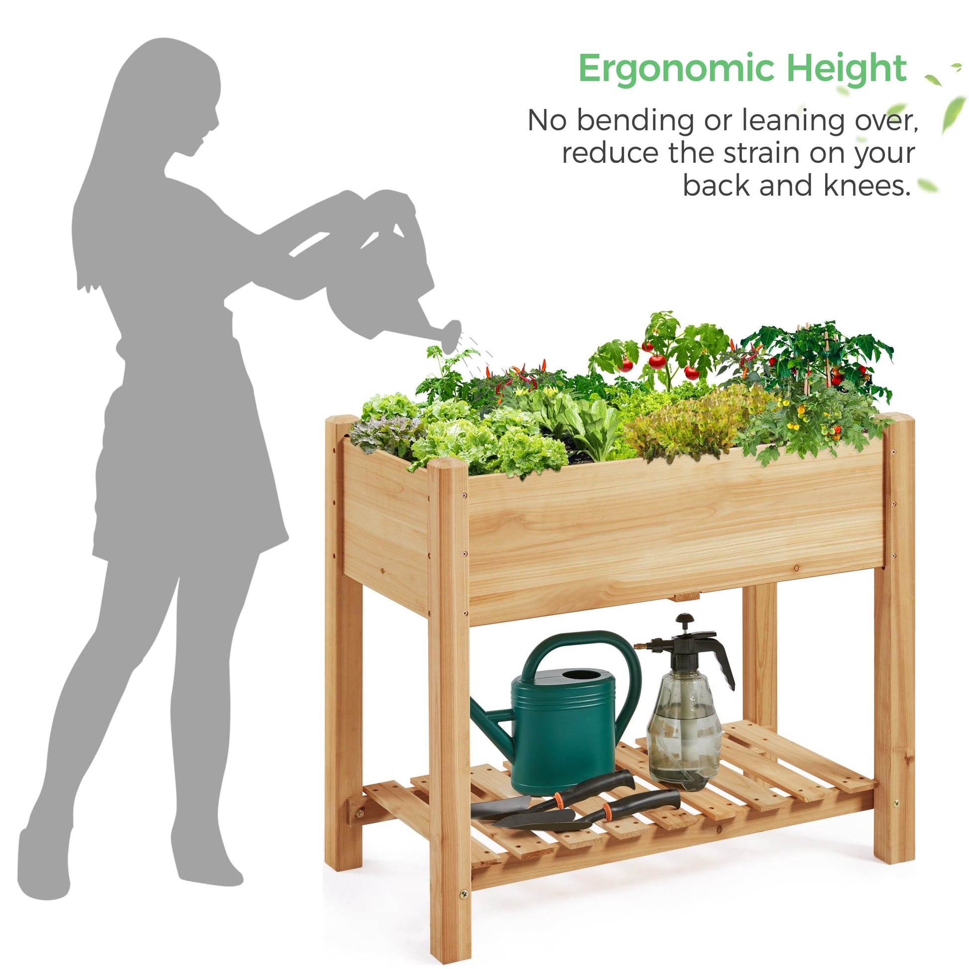 Yaheetech 34" Raised Garden Bed with Legs, Wooden Planter Box, 1Pcs