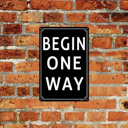 12x16" Begin One Way Parking Lot Sign - High-Intensity Grade Aluminum, Weatherproof & Fade-Resistant, Ideal for Outdoor & Indoor Use - Curbside Sign