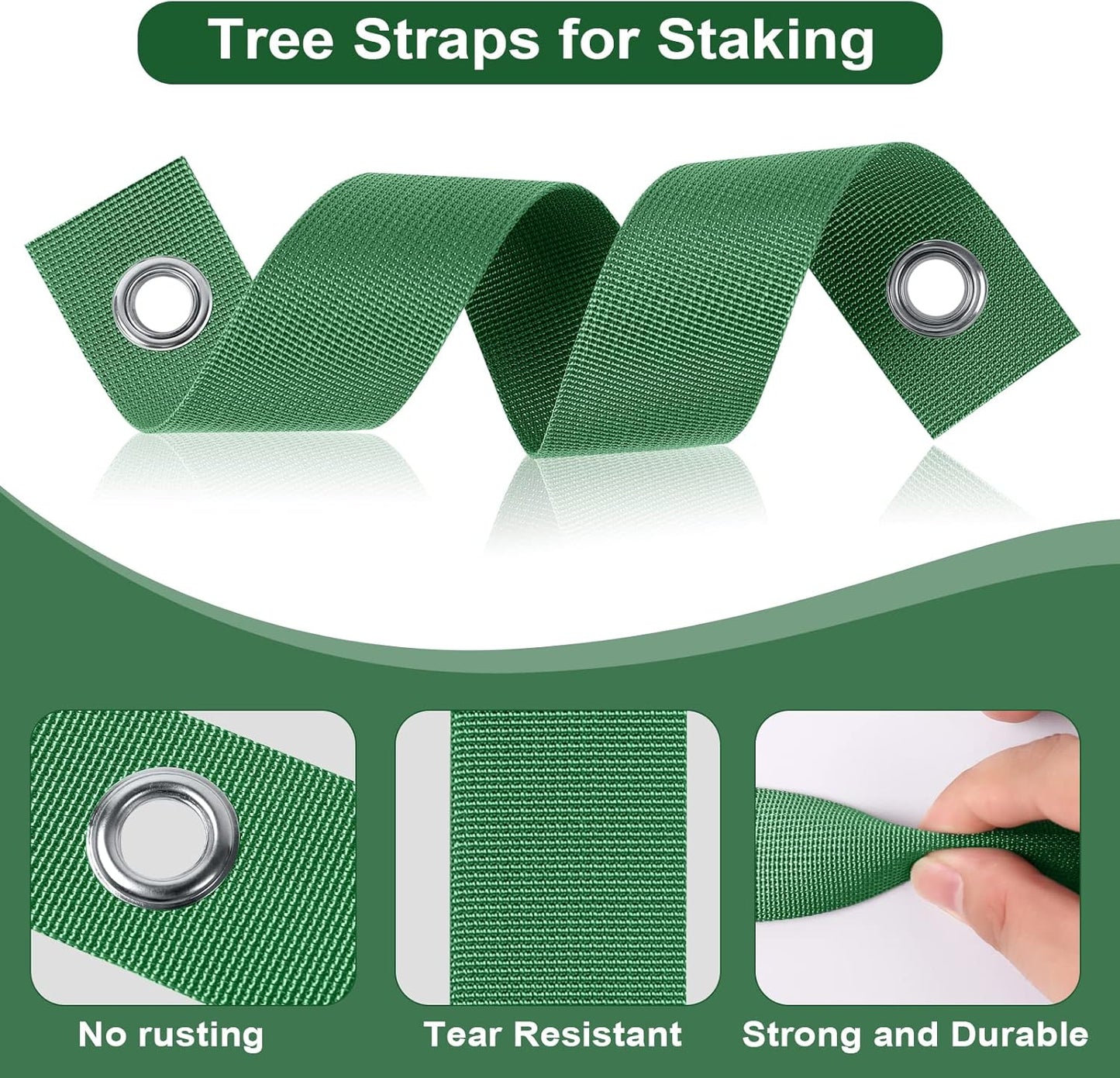 72 PCS Tree Straps for Staking, Guying & Straightening, Heavy Duty Nylon Tree Support Straps with Rust-Resistant Buckles