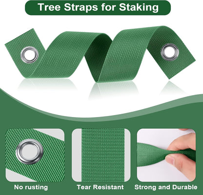 72 PCS Tree Straps for Staking, Guying & Straightening, Heavy Duty Nylon Tree Support Straps with Rust-Resistant Buckles