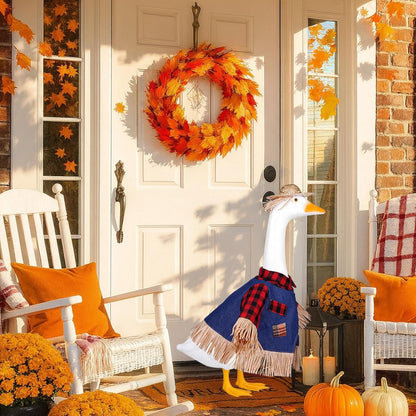 Scarecrow Goose Outfits Halloween Porch Goose Costume for 23inch Thankgiving Geese Clothes Fall Outdoor Garden Yard Patio Lawn Decor