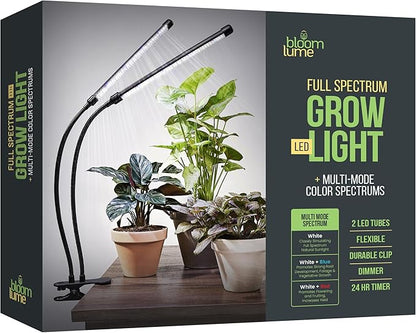 Bloom Lume LED Grow Lights for Indoor Plants Full Spectrum - Features Multi Mode Color Spectrums, Dimmable, Auto Timer, Clip on Goosneck Plant Lamp