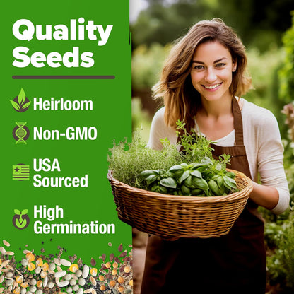 HOME GROWN Premium HERB Seeds Variety Pack - 20 Heirloom Herb Seeds for Planting - 6,000+ Non-GMO Seeds with Plant Markers - Indoor Outdoor Hydroponic Herb Garden - Culinary & Medicinal Herbs