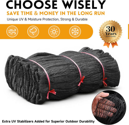Heavy Knotted Poultry Netting for Chicken Run, 2" Mesh, 50x50 ft HDPE Chicken Coop Netting Cover, Hawk Netting for Chickens, Guards Poultry, Pets & Birds Against Raccoons & Predators