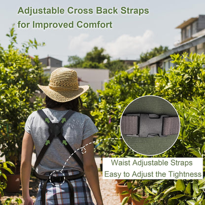 Extra Size Gardening Apron Waterproof Cross Back Apron Women, 600D Polyester Heavy Duty Men Apron Harvest Bag