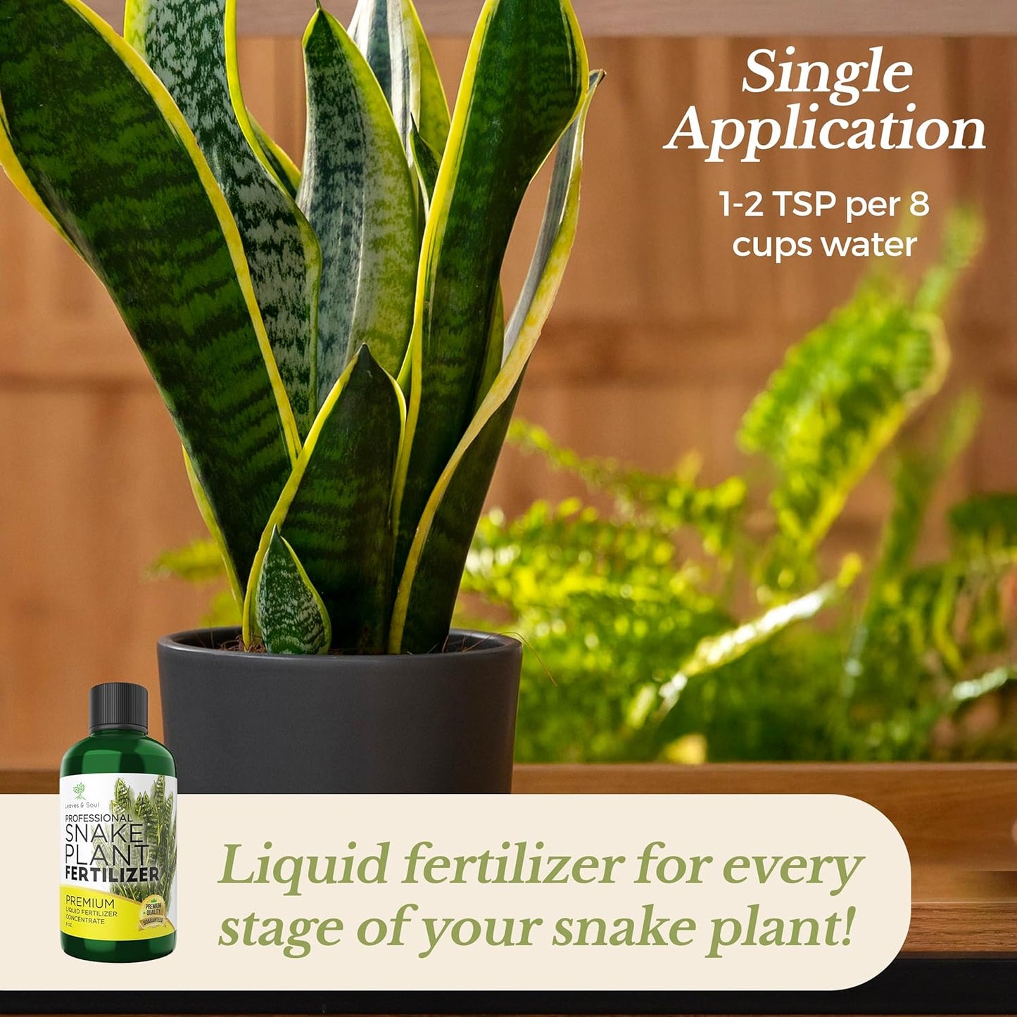 Professional Liquid Snake Plant Fertilizer | 3-1-2 Concentrate for Plants and Flowers | Multi-Purpose Blend & Gardening Supplies | 8 oz Bottle