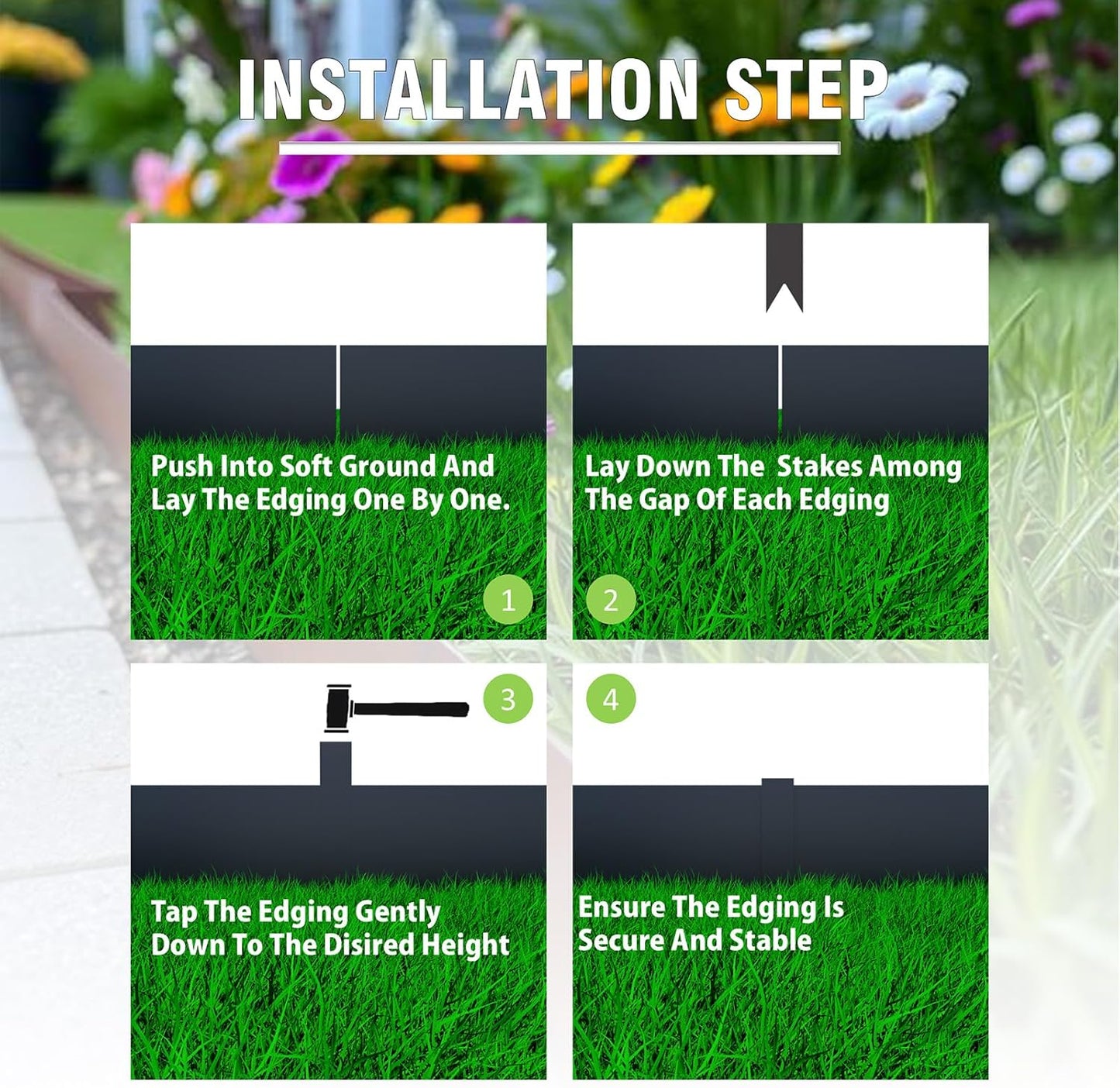 20ft. 6-Pack Galvanized Steel Landscape Edging - 40" L x 6" H Lawn Edging with 6 Stakes, Hammer-in Metal Garden Border for Landscaping, Lawn & Yard (Black)