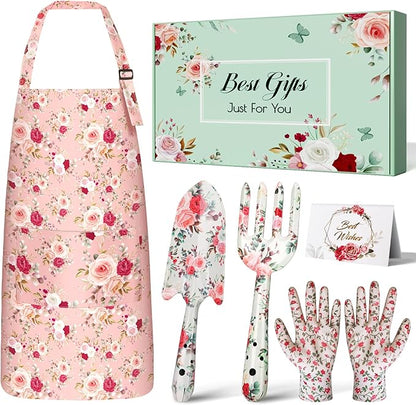 Christmas Stocking Stuffers White Elephant Gifts for Women Adults, Futricy 40th 50th 60th 70th Birthday Gardening Gifts for Mom Grandma Gardener Wife, Garden Tools with Hand Fork Trowel Gloves Apron