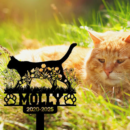 Custom Cat Grave Marker Outdoor, Personalized Pet Headstone for Garden or Cemetery Use, Pet Grave Markers Cat Memorial Stone in Sizes