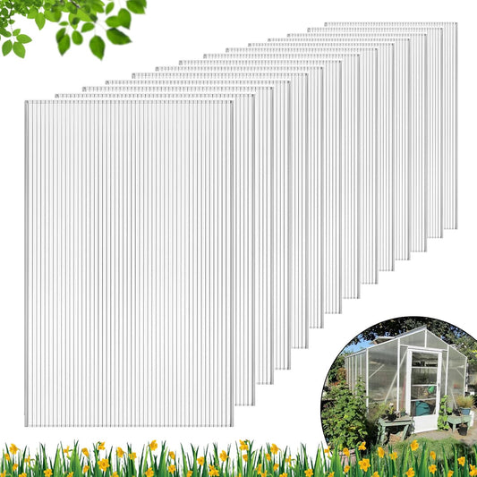 DGSL 14 Pcs Polycarbonate Greenhouse Panels, 4' x 2' x 0.24'' Twin-Wall Panels, Polycarbonate Sheet for All Weather Outdoor Garden and Greenhouse Covering