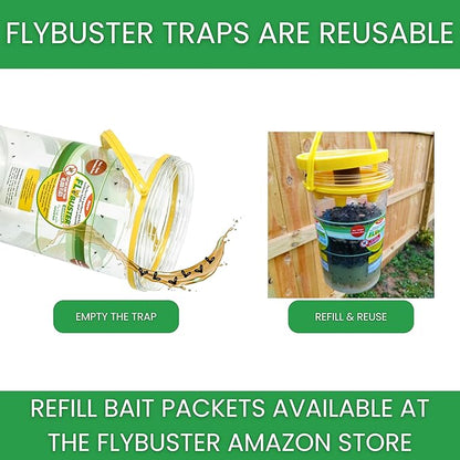 Fly Trap | Outdoor Device for Catching Flies | 2-Liter Garden Size | Comes with One Flytrap and 1 Bait Packet | 40,000 Fly Capacity | Non-Toxic | Child & Pet Safe