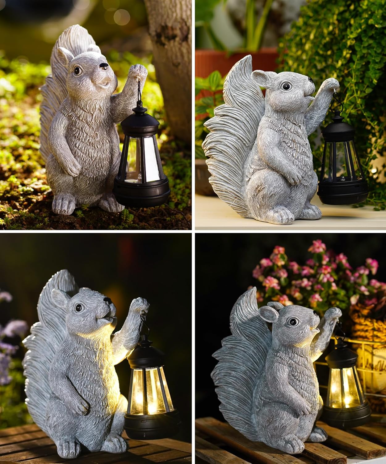 Nacome Solar Squirrel Statues for Garden Decor: Outdoor Sculptures for Clearance Outside Lawn Ornaments Porch Patio Balcony Yard – Gifts for Mom Grandma
