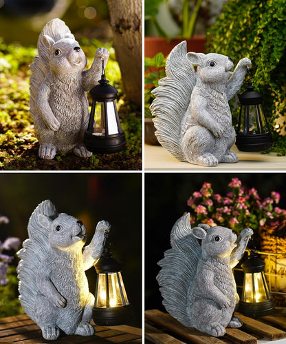 Nacome Solar Squirrel Statues for Garden Decor: Outdoor Sculptures for Clearance Outside Lawn Ornaments Porch Patio Balcony Yard – Gifts for Mom Grandma