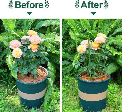 LEOBRO 4 PCS Plant Support Cages, Tomato Cages, Metal Garden Plant Support Ring, Plant Trellis, Plant Stakes for Tomato, Climbing Plant, Flower, Seedlings, 17.7" High, 7.1"/7.87"/8.66" Inner Diameter