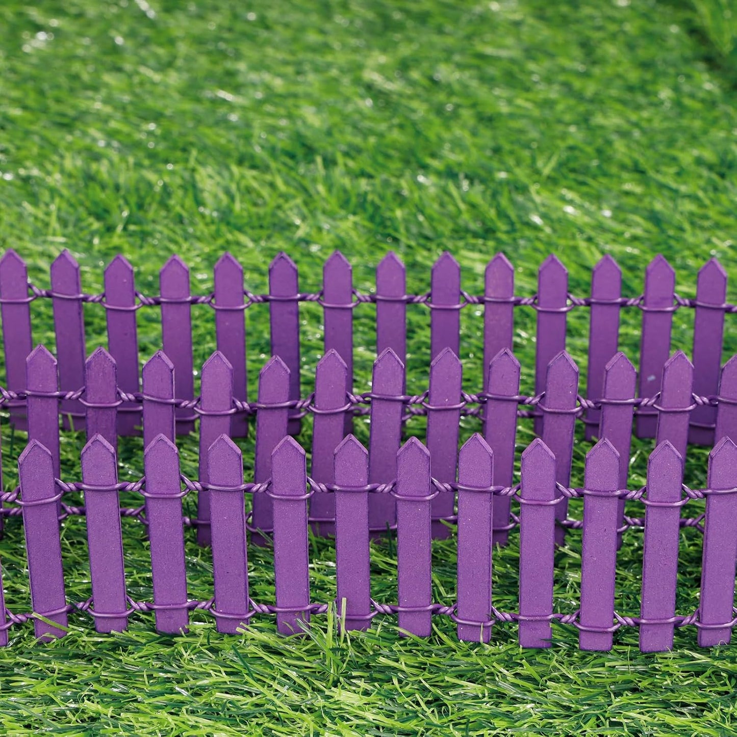 Mini Fairy Garden Fence, 35.5x2 Inch Cuttable Small Wood Picket Fence, DIY Miniature Accessories Decoration for Dollhouse, Crafts, Vegetable Platter, Cake(Dark Purple)