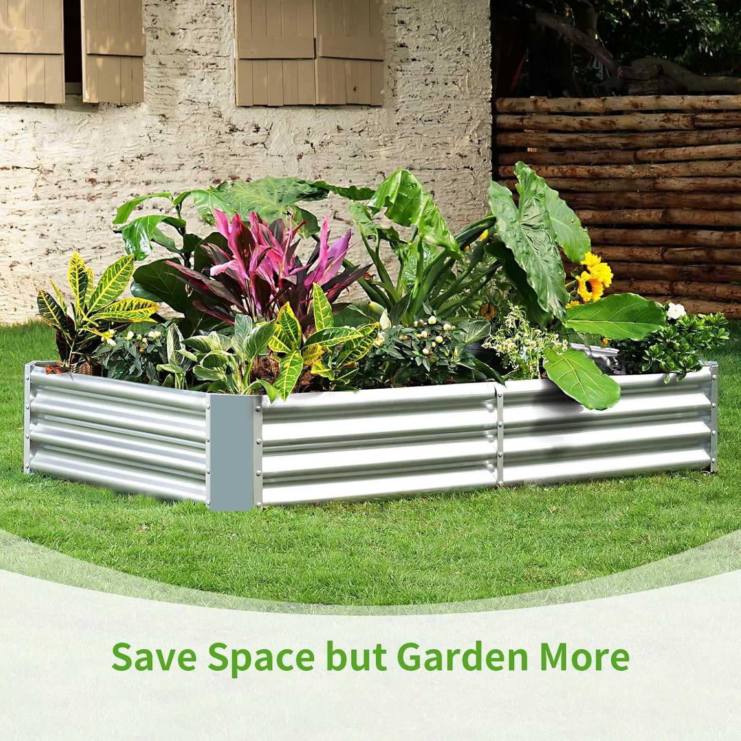 Land Guard 3 Pack 8×4×1ft Galvanized Metal Raised Garden Bed, Metal Planter Kit Box Outdoor for