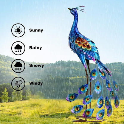 Kircust Peacock Garden Statue and Sculpture, Metal Peacock Yard Art Decor, Standing Bird Outdoor Sculptures for Patio Backyard Lawn Home Decoration