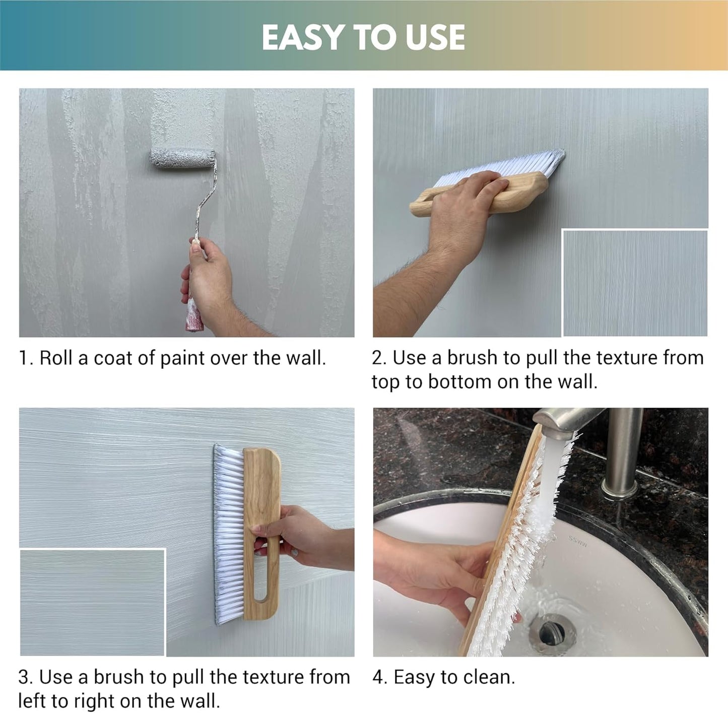 Wallpaper Brush Handle Trowel Hand Finish Concrete Trowel with Comfort Handle for Texturing Concrete in Curbs, Gutters and Other Hard to Reach Areas(WT402C)