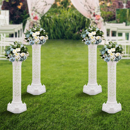 Roman Columns Wedding Column Stand Roman Pillar Plant Stand Plastic Greek Column Statue Pedestal Flower Pot Holder Decor, Elegant Decorative Column for Wedding Event Party, White