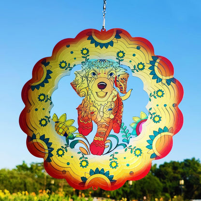 DJUAN Dog Stainless Steel Wind Spinners- Dog Memorial Gifts for Women Mom Grandma Wife, Pet Memorial Wind Spinner for Outdoor Garden Decor,12 inch Hanging Wind Spinner for Dog Lovers Gifts