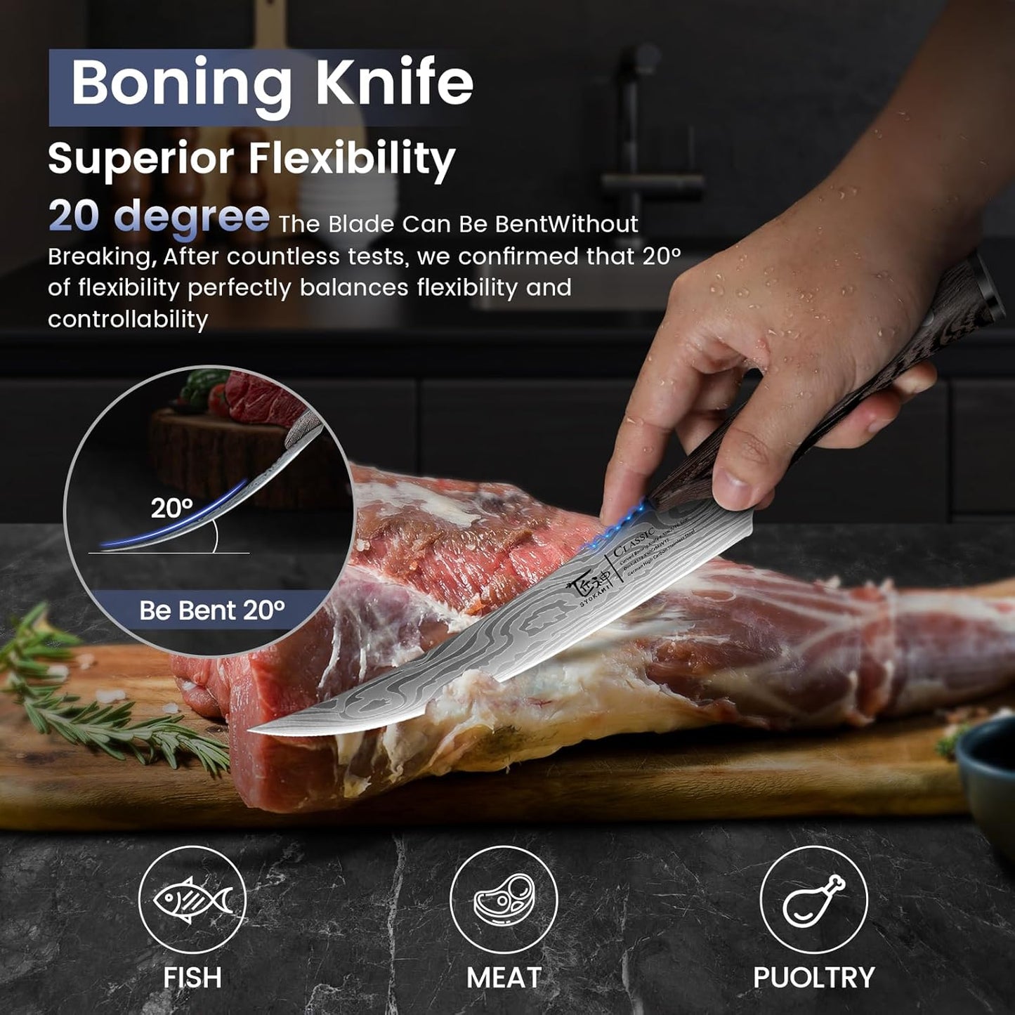 Butcher Knife Set, 3 PCS Kitchen Knives Set for Cutting, Meat Cleaver Chef Knife Set, Japanese Style High Carbon Steel Knives Set, Chopping & Slicing & Boning for Home and BBQ, Gift for Men